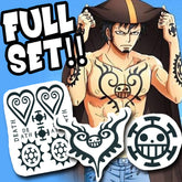 Trafalgar Law FULL Temporary Tattoos Set