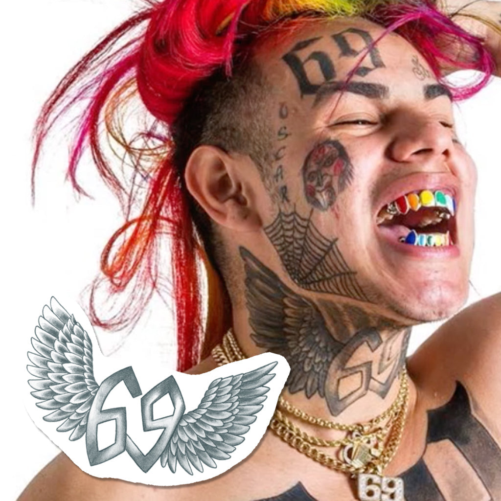 6ix9ine Temporary neck Tattoo, halloween costume