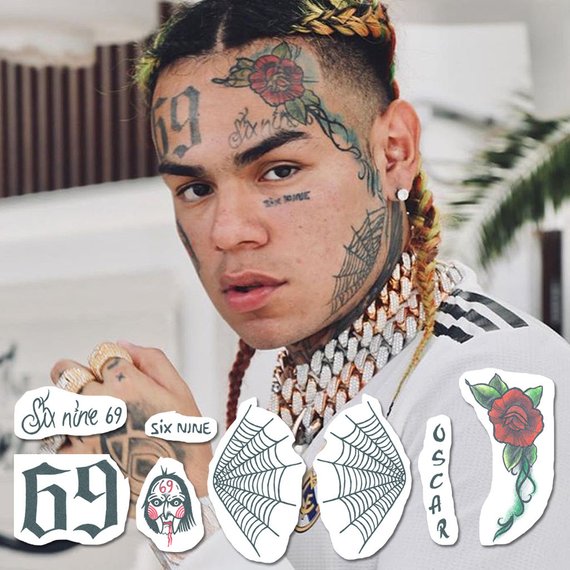 Tekashi 6ix9ine Face Tattoos Set