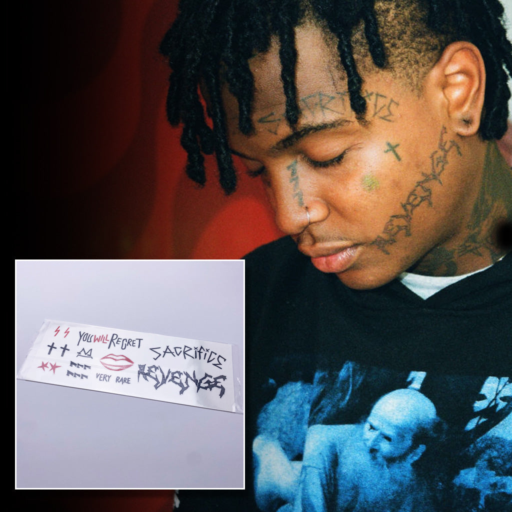 Ski Mask the Slump God Face Tattoo Set